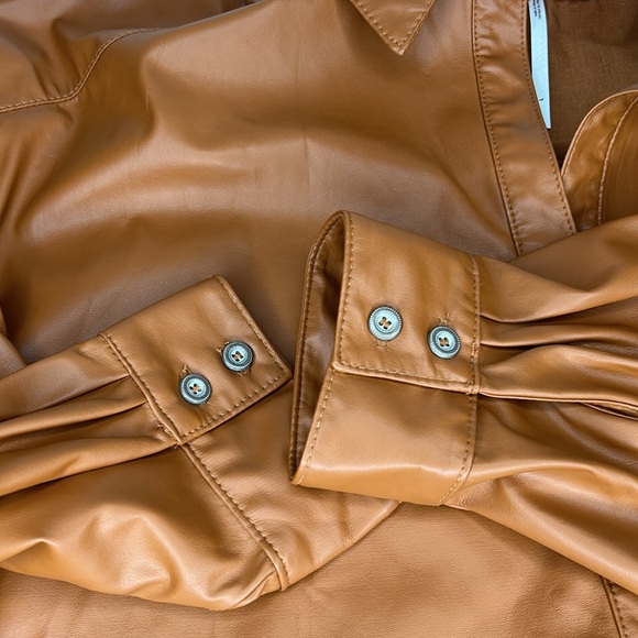 By Anthropologie Faux Leather Popover Top - Picture 14 of 16